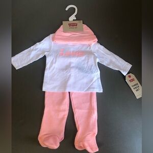 Levi's Girls Light Pink/White 3 Piece Set NWT 6 Months